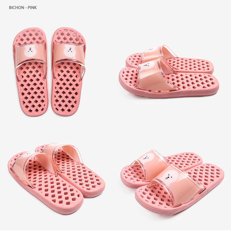 Pink - Dailylike Bichon Frise non slip bath shower slippers 