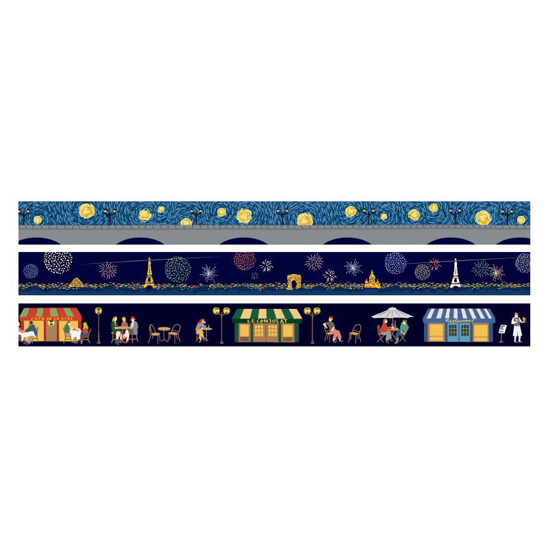 Detail of Dailylike Midnight paper masking tape set of 3 Detail of Dailylike Midnight paper masking tape set of 3