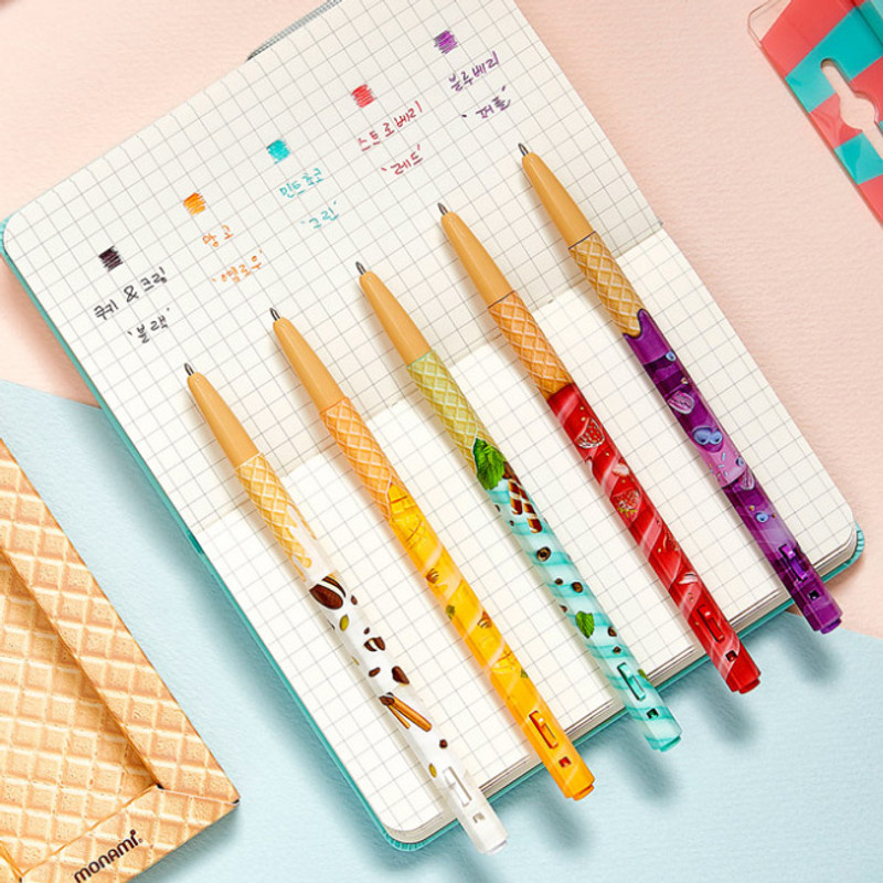 Color - MONAMI 153 icecream knock retractable ballpoint pen set