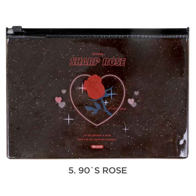 90's rose - For me party medium clear zip lock pouch 90's rose - For me party medium clear zip lock pouch