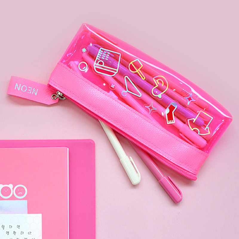 Example of use - Rihoon Neon laundry translucent zipper pencil case Example of use - Rihoon Neon laundry translucent zipper pencil case