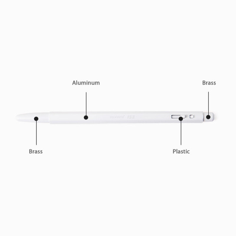 Material - MONAMI 153 black and white knock retractable ballpoint pen