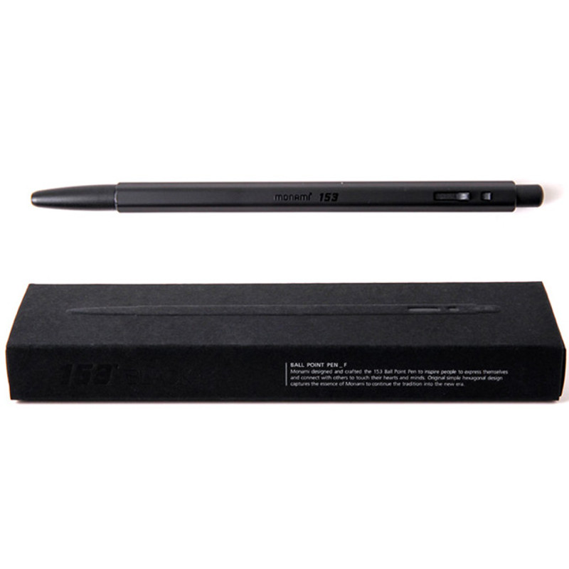 Black - MONAMI 153 black and white knock retractable ballpoint pen