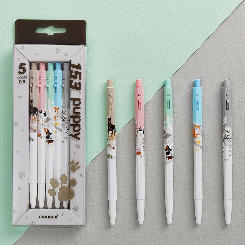 MONAMI 153 puppy knock retractable ballpoint pen set