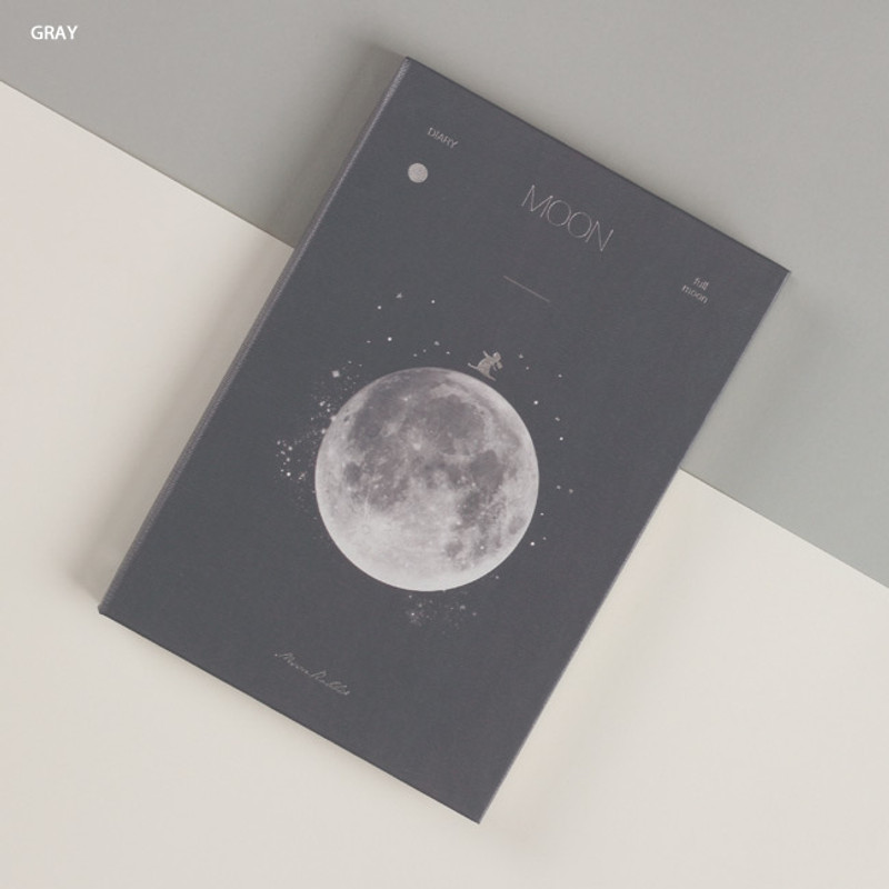 Gray full moon - Dash And Dot Moon special undated weekly diary journal Gray full moon - Dash And Dot Moon special undated weekly diary journal