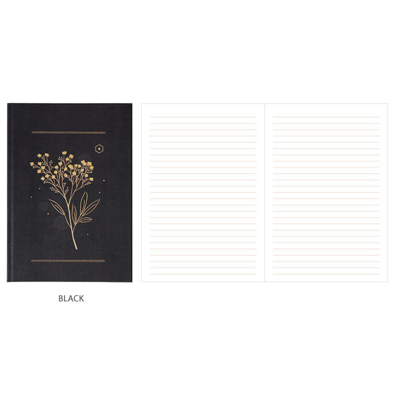 Black - Livework Korean poetry large hardcover lined grid notebook Black - Livework Korean poetry large hardcover lined grid notebook