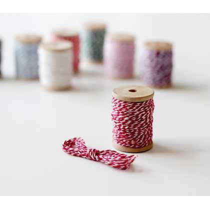 Dailylike Twine cotton string - Red with white stripe 25yd