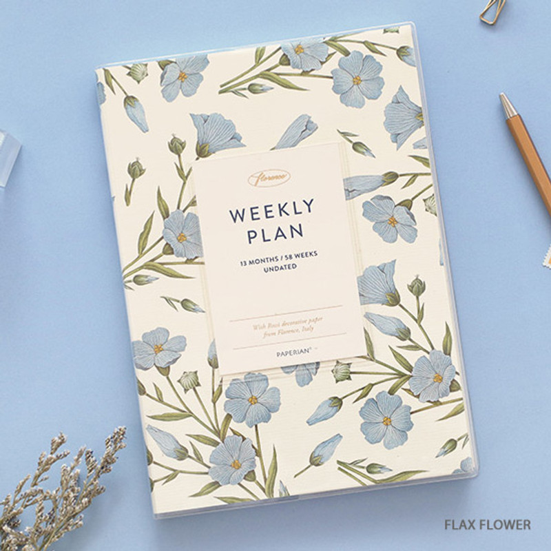 Flax flower - PAPERIAN Florence dateless weekly diary agenda planner Flax flower - PAPERIAN Florence dateless weekly diary agenda planner