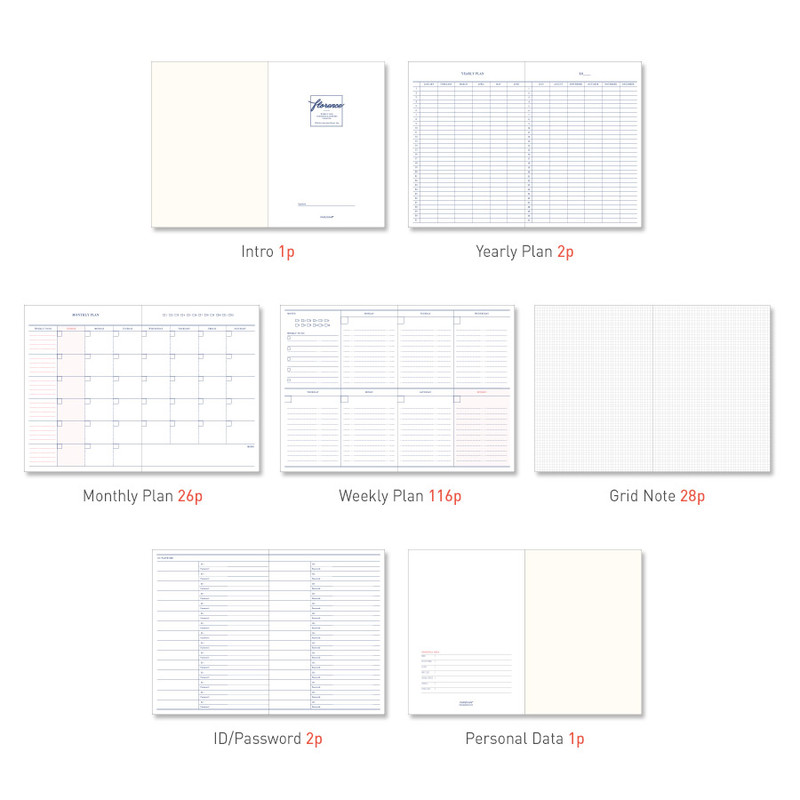 Planner sections - PAPERIAN Florence dateless weekly diary agenda planner Planner sections - PAPERIAN Florence dateless weekly diary agenda planner