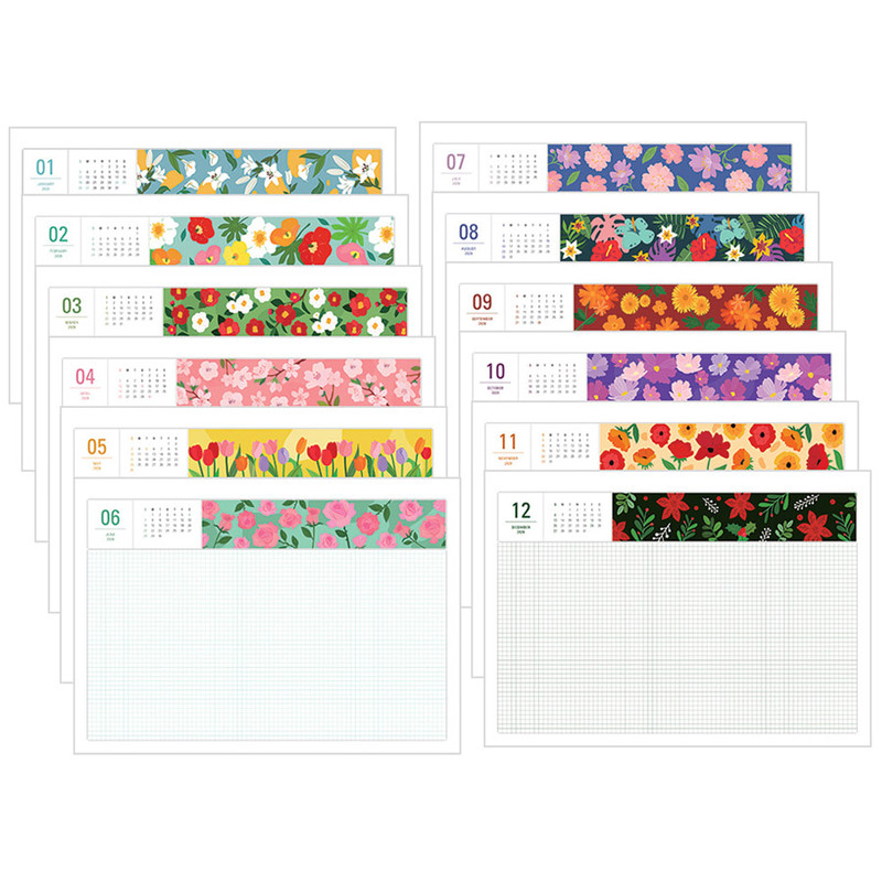 Calendar page - Ardium 2020 Flowery desk flip monthly calendar