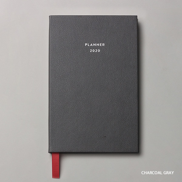 Charcoal gray - Dash And Dot 2020 red bookmark large dated weekly planner