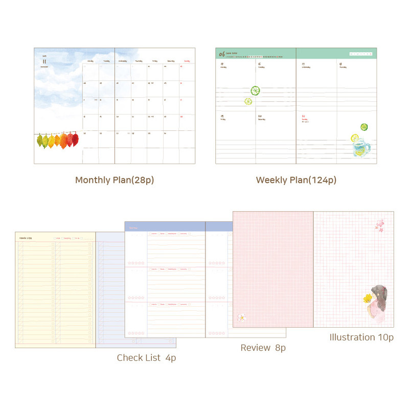 Diary section - O-CHECK 2020 Shiny days hardcover dated weekly diary planner