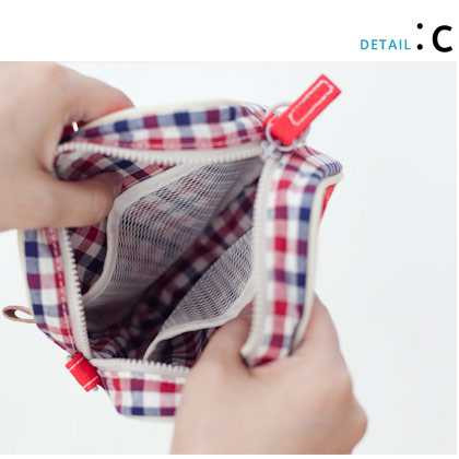 Daily love check pattern Cross body zipper bag with strap - Small