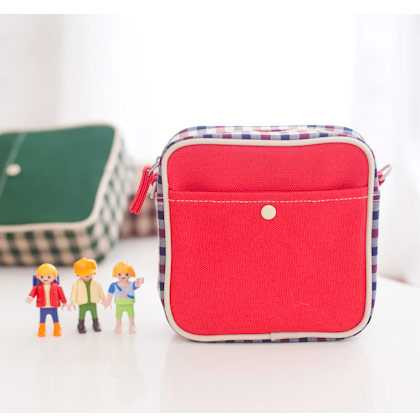 Daily love check pattern Cross body zipper bag with strap - Small