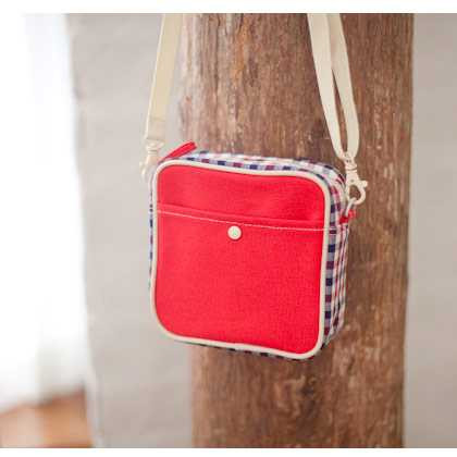 Daily love check pattern Cross body zipper bag with strap - Small