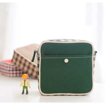 Daily love check pattern Cross body zipper bag with strap - Small