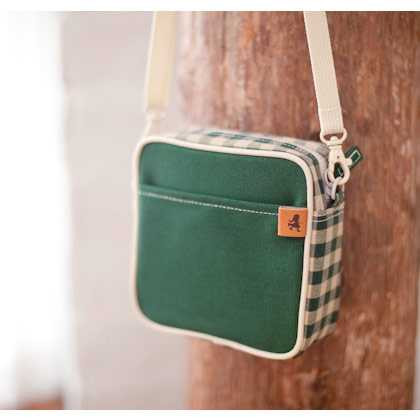 Daily love check pattern Cross body zipper bag with strap - Small