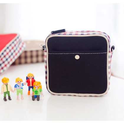 Daily love check pattern Cross body zipper bag with strap - Small