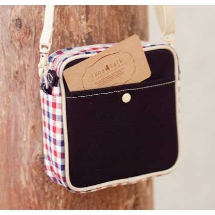 Daily love check pattern Cross body zipper bag with strap - Small