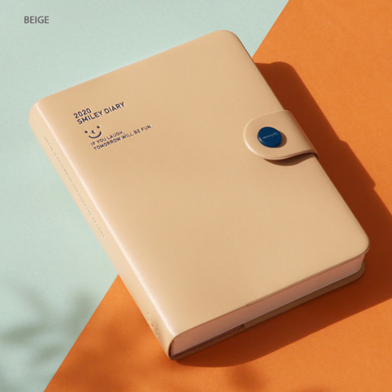 Beige - Monopoly 2020 Smiley dated daily diary with tray