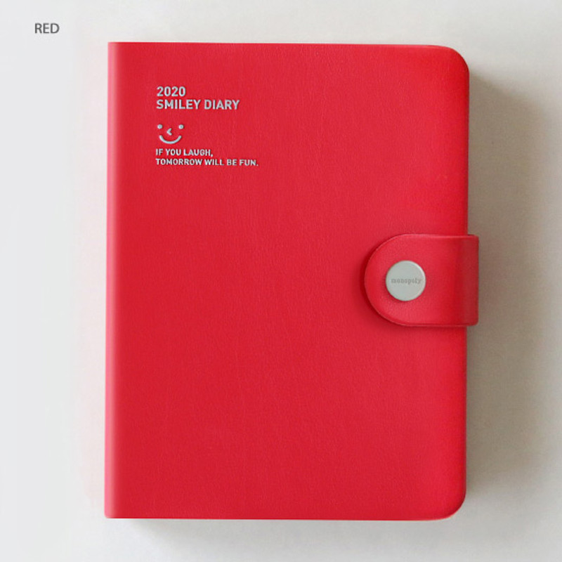 Red - Monopoly 2020 Smiley dated daily diary with tray