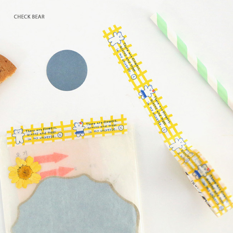 Check bear - Brunch Brother 15mm X 10m deco masking tape ver2 Check bear - Brunch Brother 15mm X 10m deco masking tape ver2