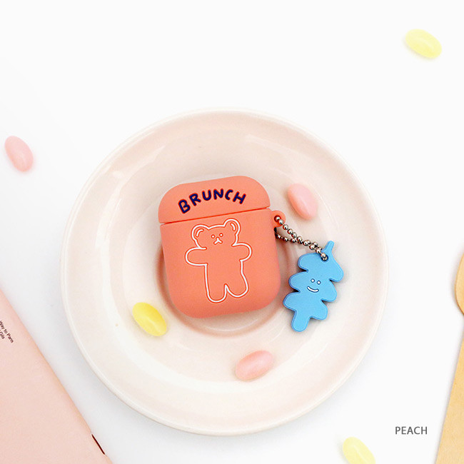 Peach - Bear basic AirPods case silicone cover