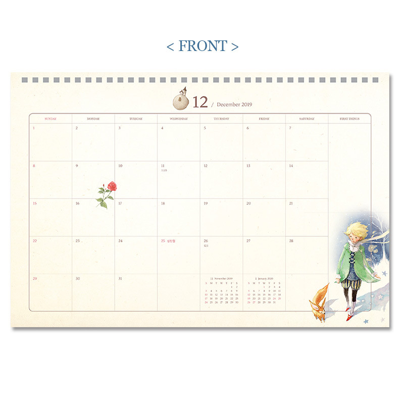 Front - 2020 Little prince dated monthly desk scheduler planner