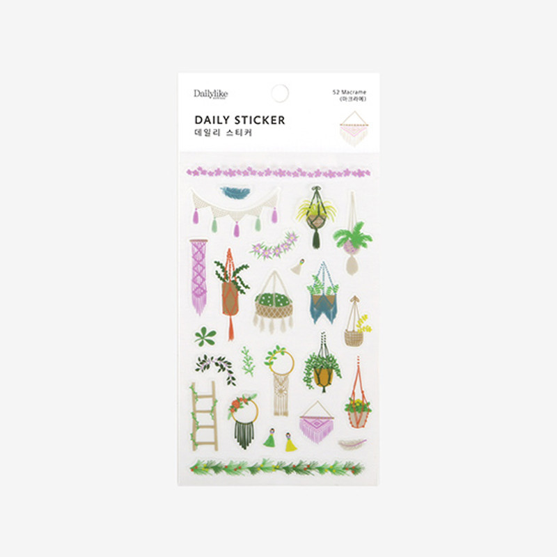 Dailylike Daily transparent deco cute sticker - Macrame