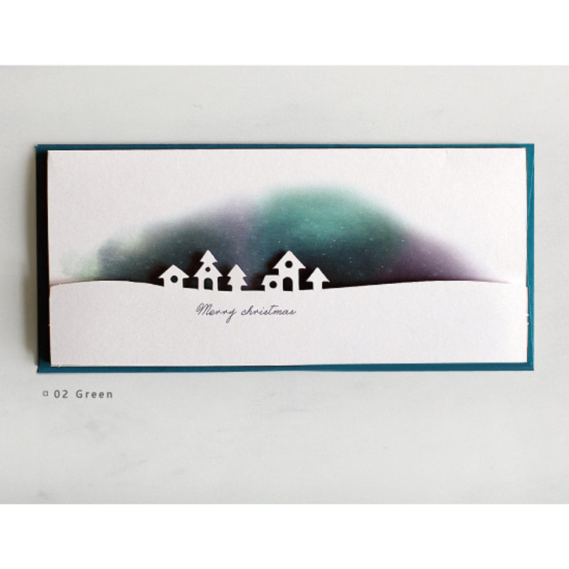 Green - DBD Aurora Christmas card with envelope