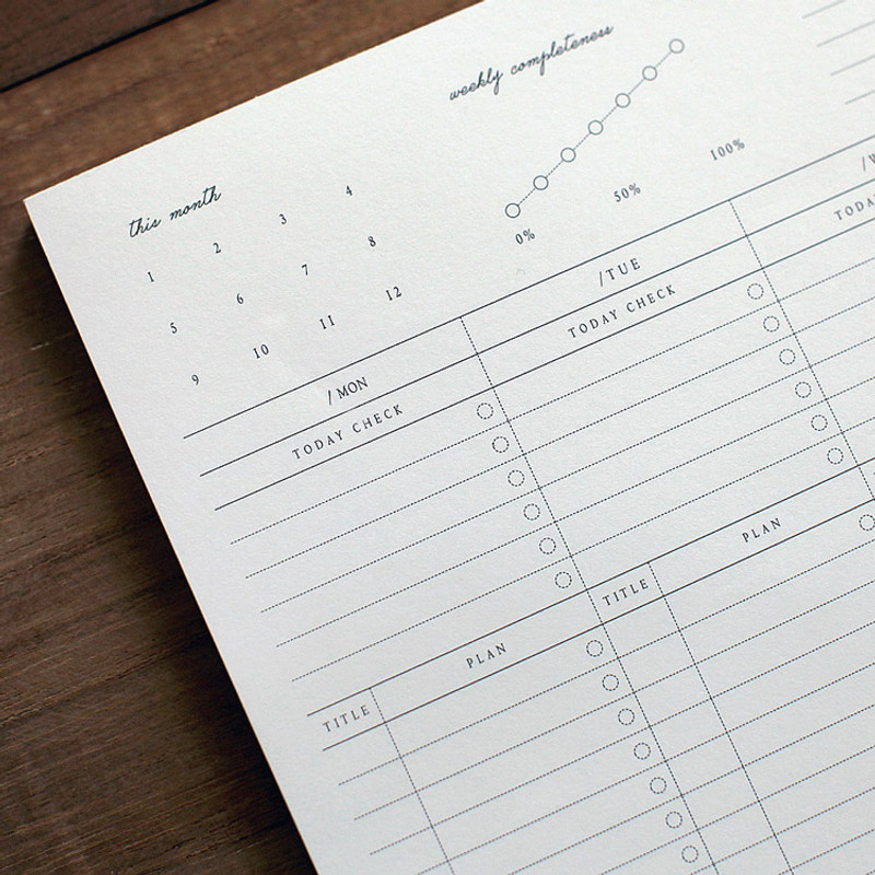 DBD Moment dateless weekly checklist desk planner pad