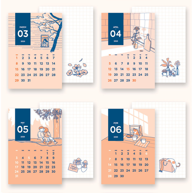 Calendar pages - Wanna This My 2020 mini monthly standing desk calendar