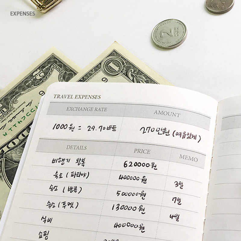 Expenses - Gray - O-CHECK Travel planner journal notebook Expenses - Gray - O-CHECK Travel planner journal notebook