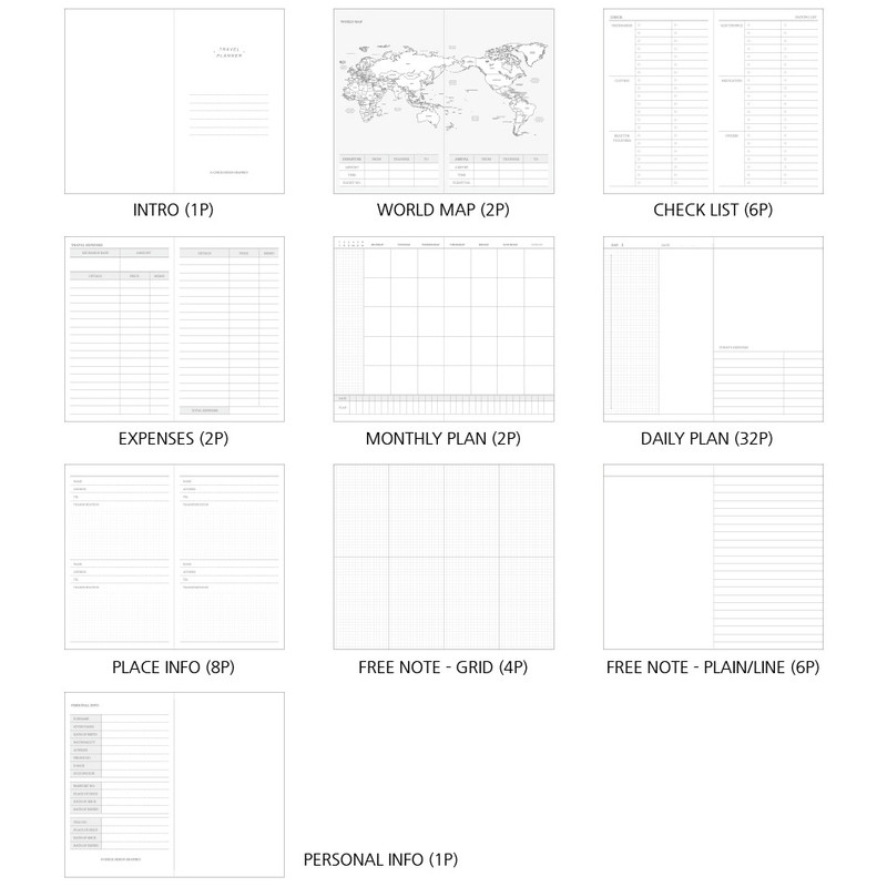 Composition - O-CHECK Travel planner journal notebook Composition - O-CHECK Travel planner journal notebook