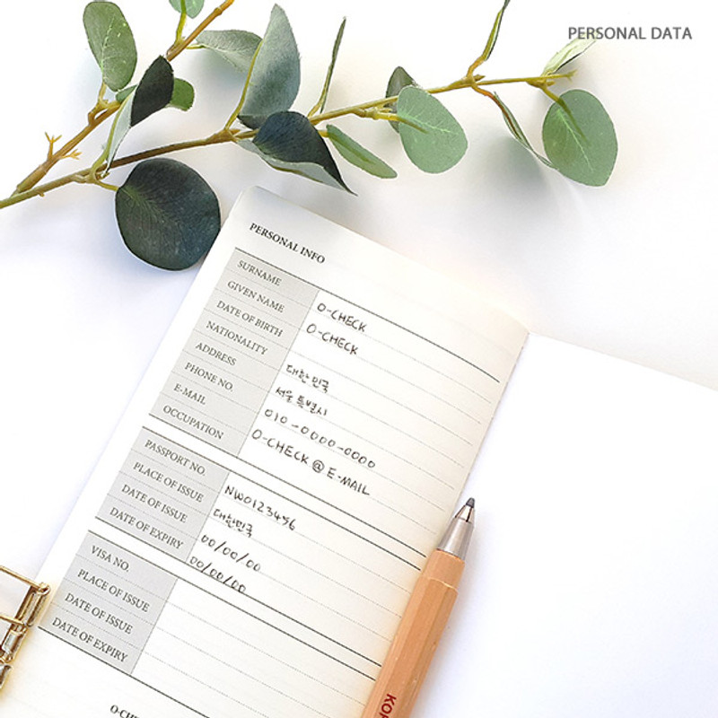 Personal data - O-CHECK Travel planner journal notebook Personal data - O-CHECK Travel planner journal notebook