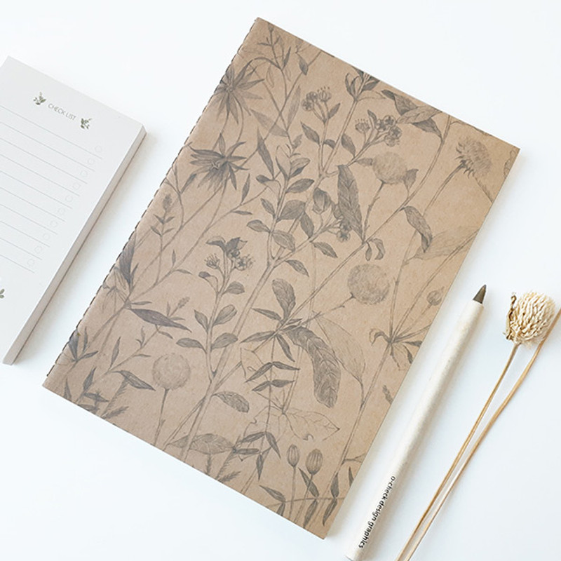 Leaf (kraft) - O-CHECK Bonne Pensee A5 size medium lined notebook Leaf (kraft) - O-CHECK Bonne Pensee A5 size medium lined notebook