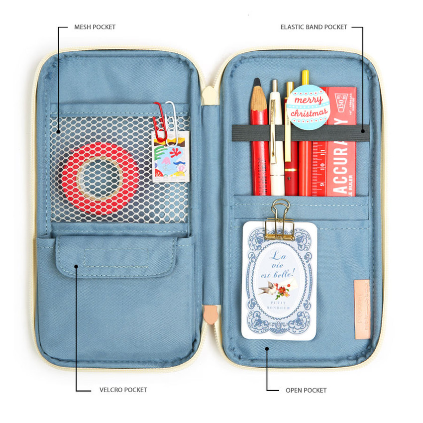 pencil case with many pockets