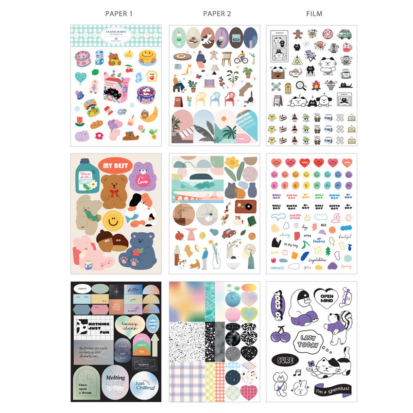 9 sheets ICONIC Guitar doll diary deco pack v.2 calendar Crafts album sticker 9 sheets ICONIC Guitar doll diary deco pack v.2 calendar Crafts album sticker
