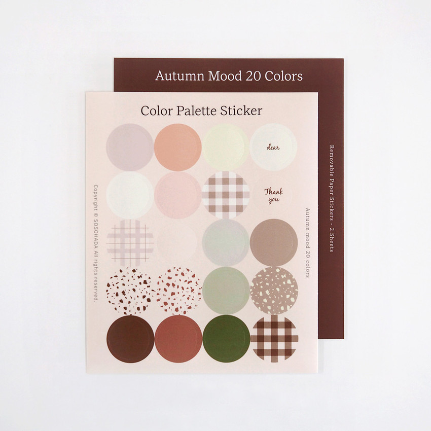 SOSOHADA Autumn Mood Color Palette Removable Paper Stickers
