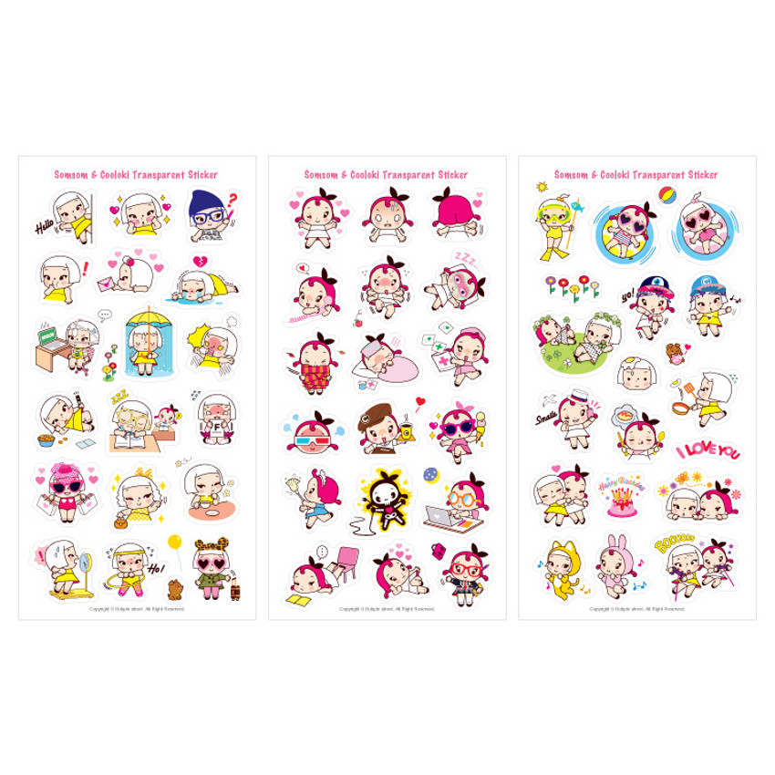 cooloki sweet somsom transparent deco sticker set fallindesign