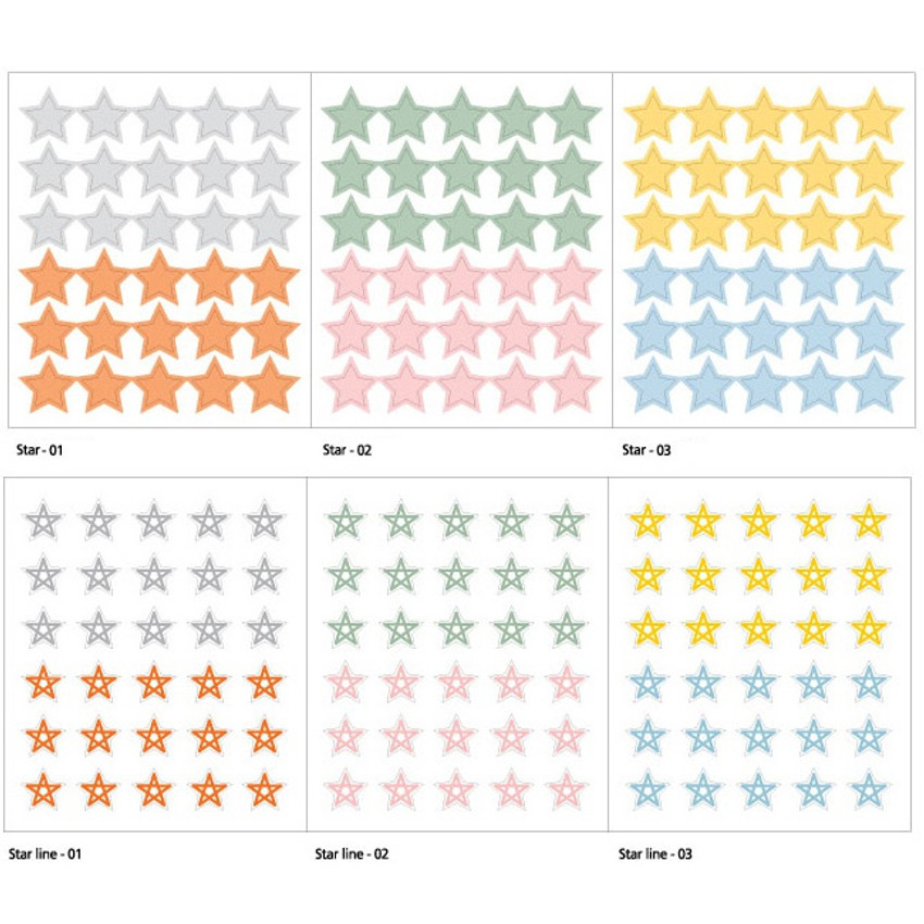 dailylike transparent circle and star deco sticker set ver 3 fallindesign