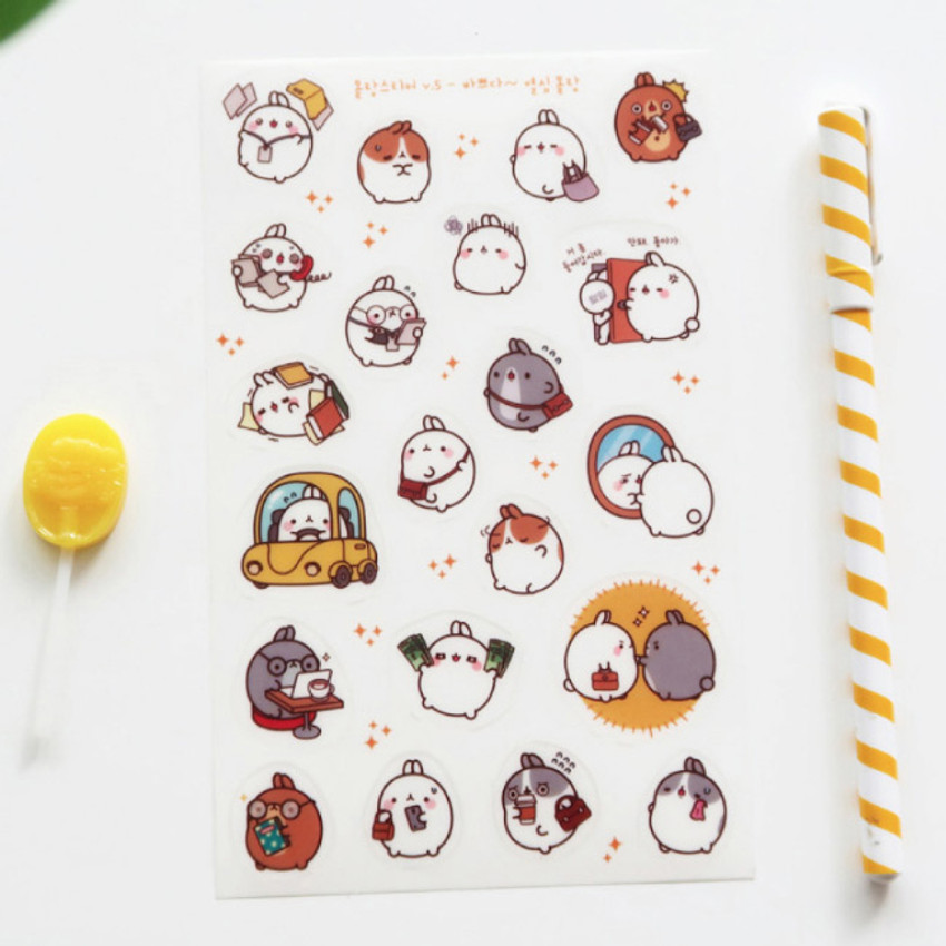 bookcodi molang cute deco transparent clear sticker set ver5
