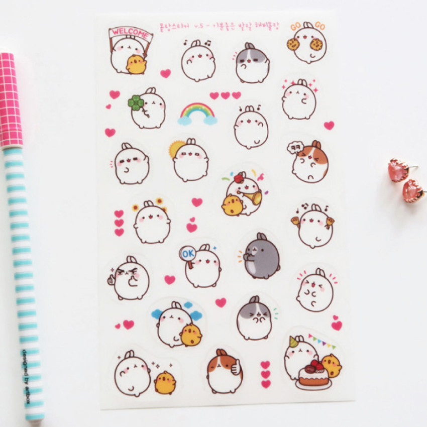 bookcodi molang cute deco transparent clear sticker set ver5