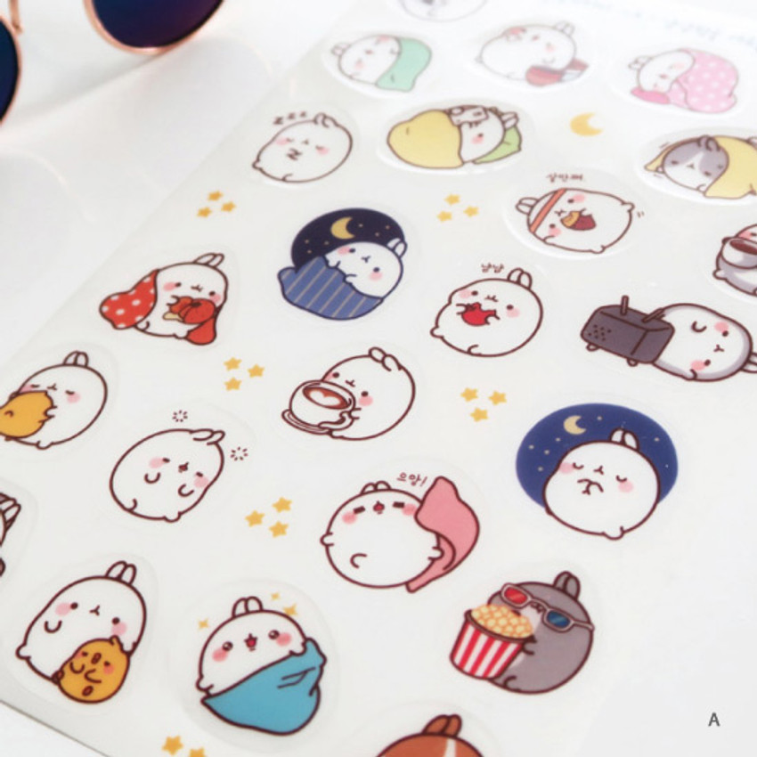 bookcodi molang cute deco transparent clear sticker set ver5