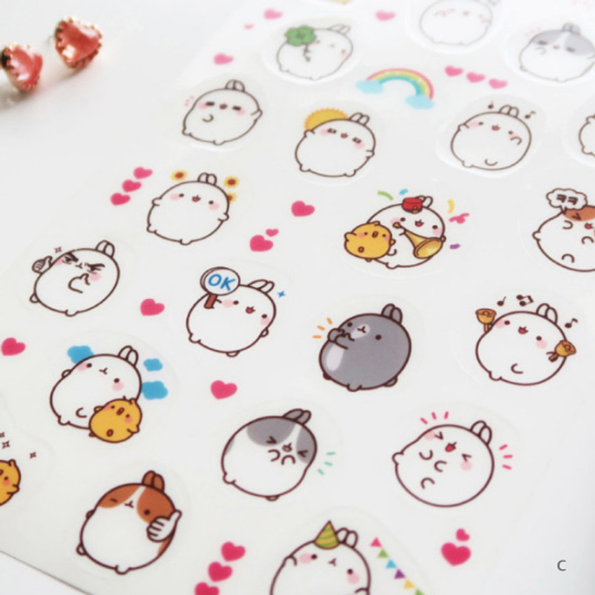 bookcodi molang cute deco transparent clear sticker set ver5