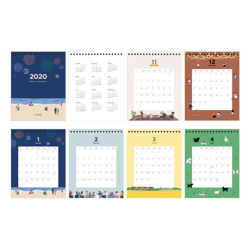 Dailylike 2020 Cute Illustration Standing Desk Calendar