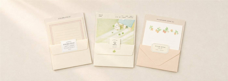 Handwritten Thank-You Notes: 12 Korean Letter Sets