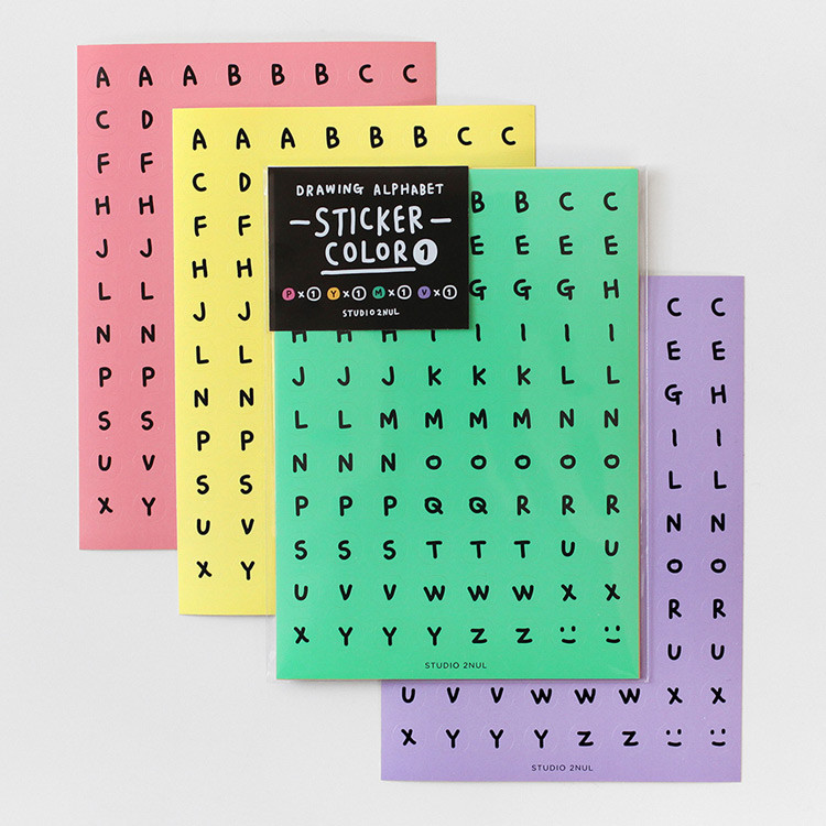 2NUL Drawing alphabet color sticker set