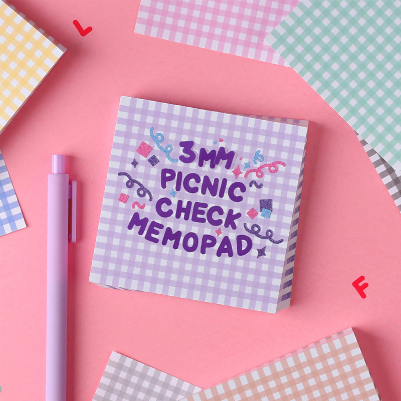 Wanna This Picnic 3mm check 4 designs memo notes notepad