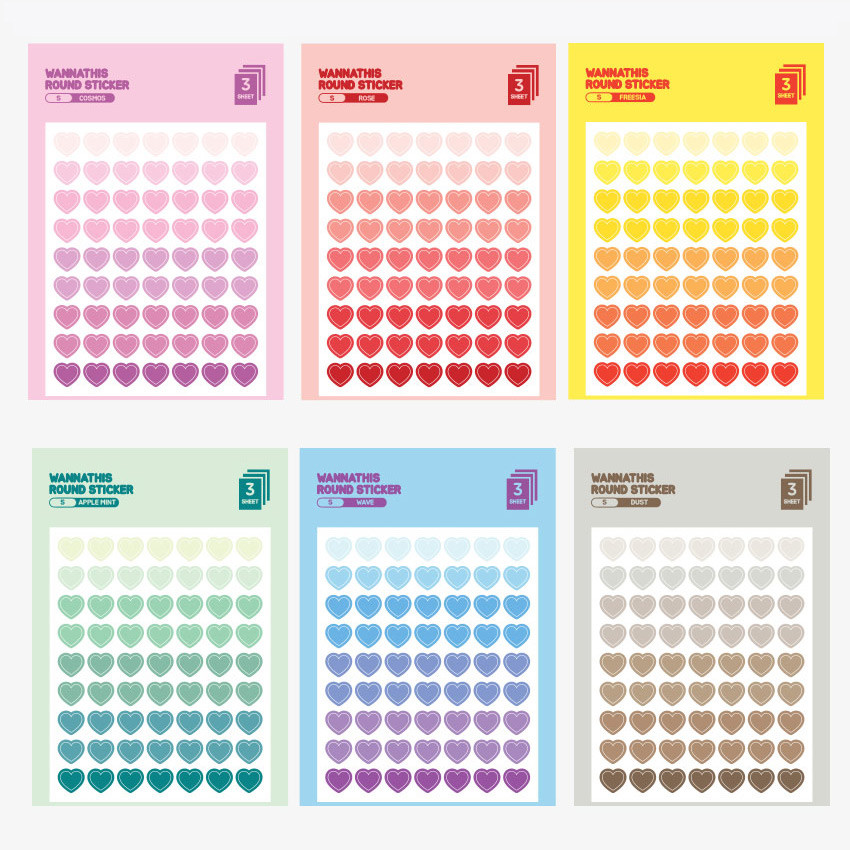 Wanna This Heart small deco sticker set of 3 sheets